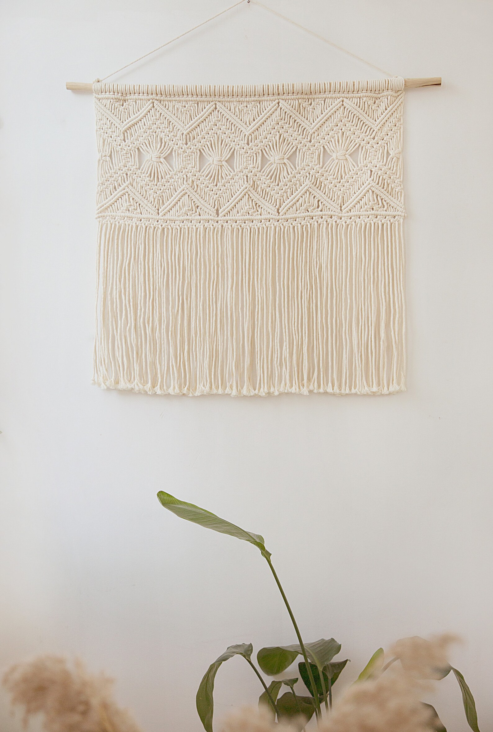 Large macrame wall hanging Boho bedroom decor Over the bed Etsy