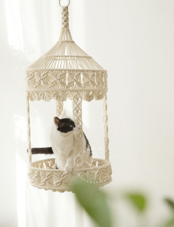 Macrame Cat Hammock Large Hanging Cat Bed Macrame Cat Bed Cat Swing Cat Wall Furniture Cat Room Cat House Decor Cat Lover Gifts Etsy UK
