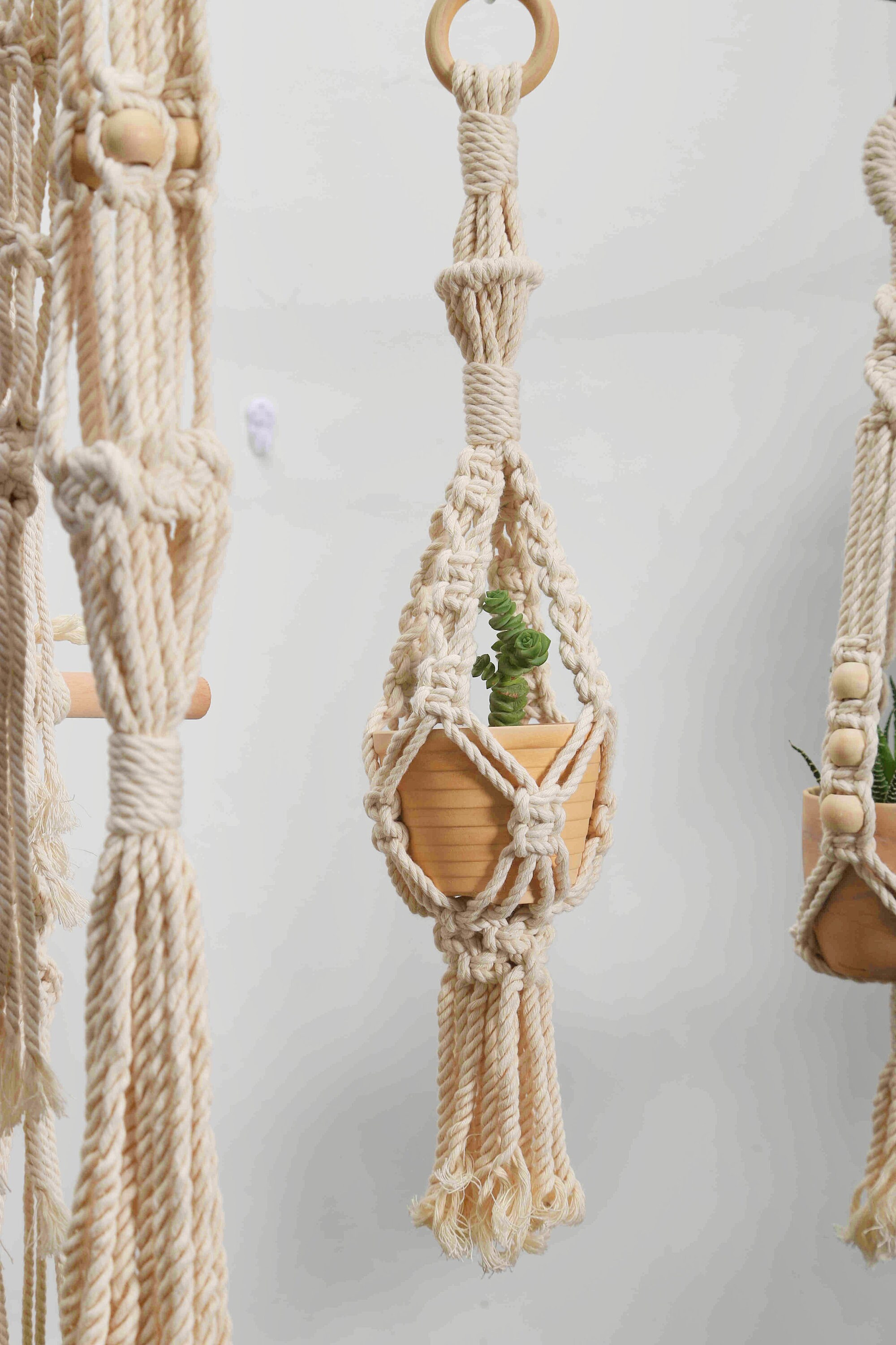 Small Macrame Plant Hanger Short Hanging Planter Mini Wall | Etsy