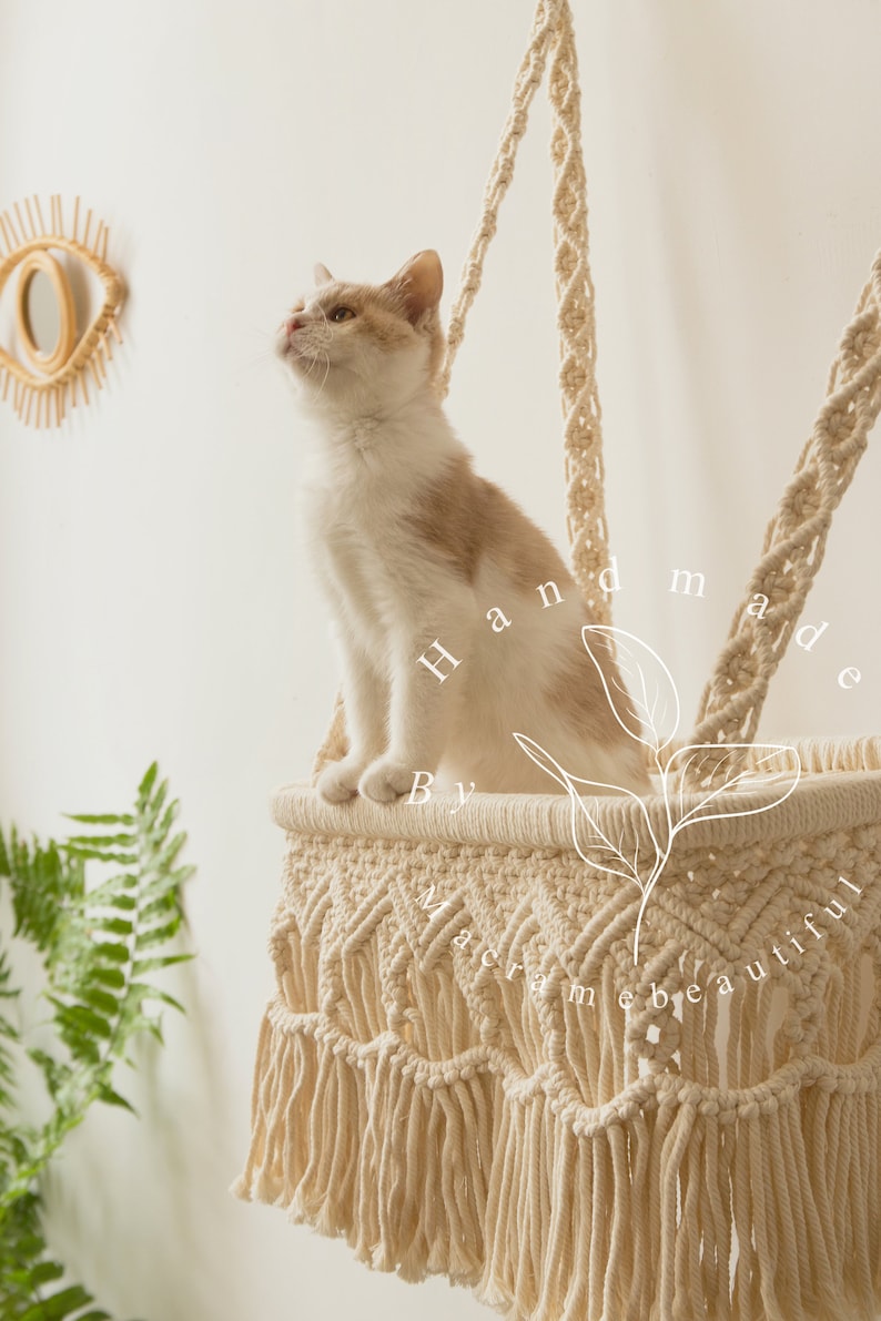 Cat Bed Cat Tree Cat Wall Furniture Macrame Cat Hammock Etsy