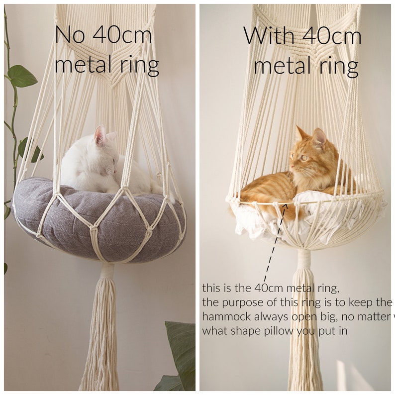 Macrame cat hammock Cat tree Hanging cat bed Pet wall furniture Boho cat swing Cute crochet cat supplies, Cat lover gifts, Pets gifts image 7