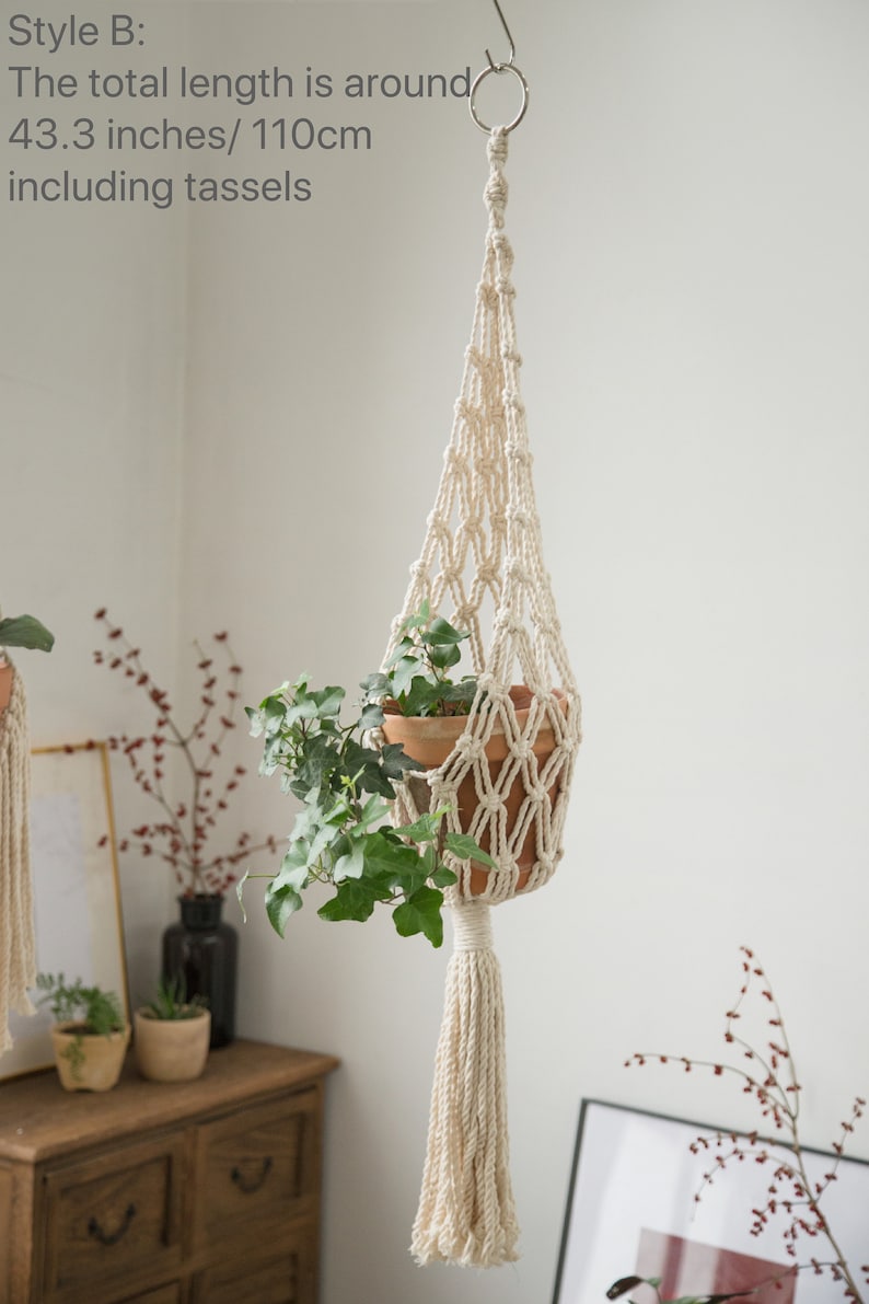 Macrame plant hanger Indoor garden decor Large hanging planter Plant holder Pot Hanger Hanging basket, Wall planters, Plant lover gift image 3