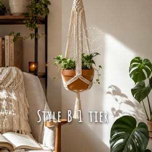Macrame plant hanger Large hanging planter Indoor garden decor Double plant hanger Macrame planter Rope plant hanger, Plant lover gift 1 Tier Style B