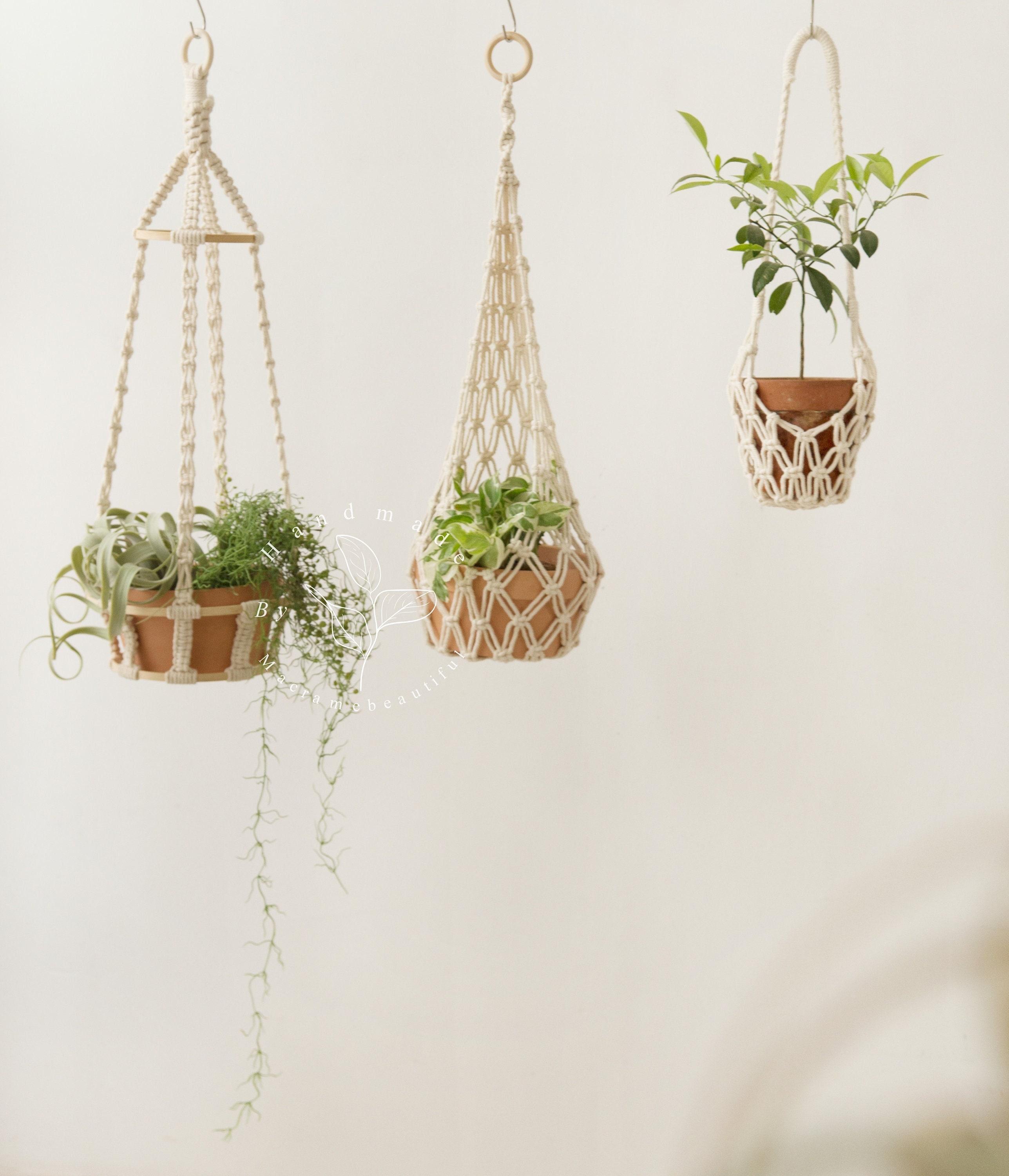 Blumenampel ohne Quaste Hängender Pflanzenhänger Hängender Pflanzenhalter Zimmerpflanzer Makramee Pflanzenhalter, Geschenke für Pflanzenliebhaber