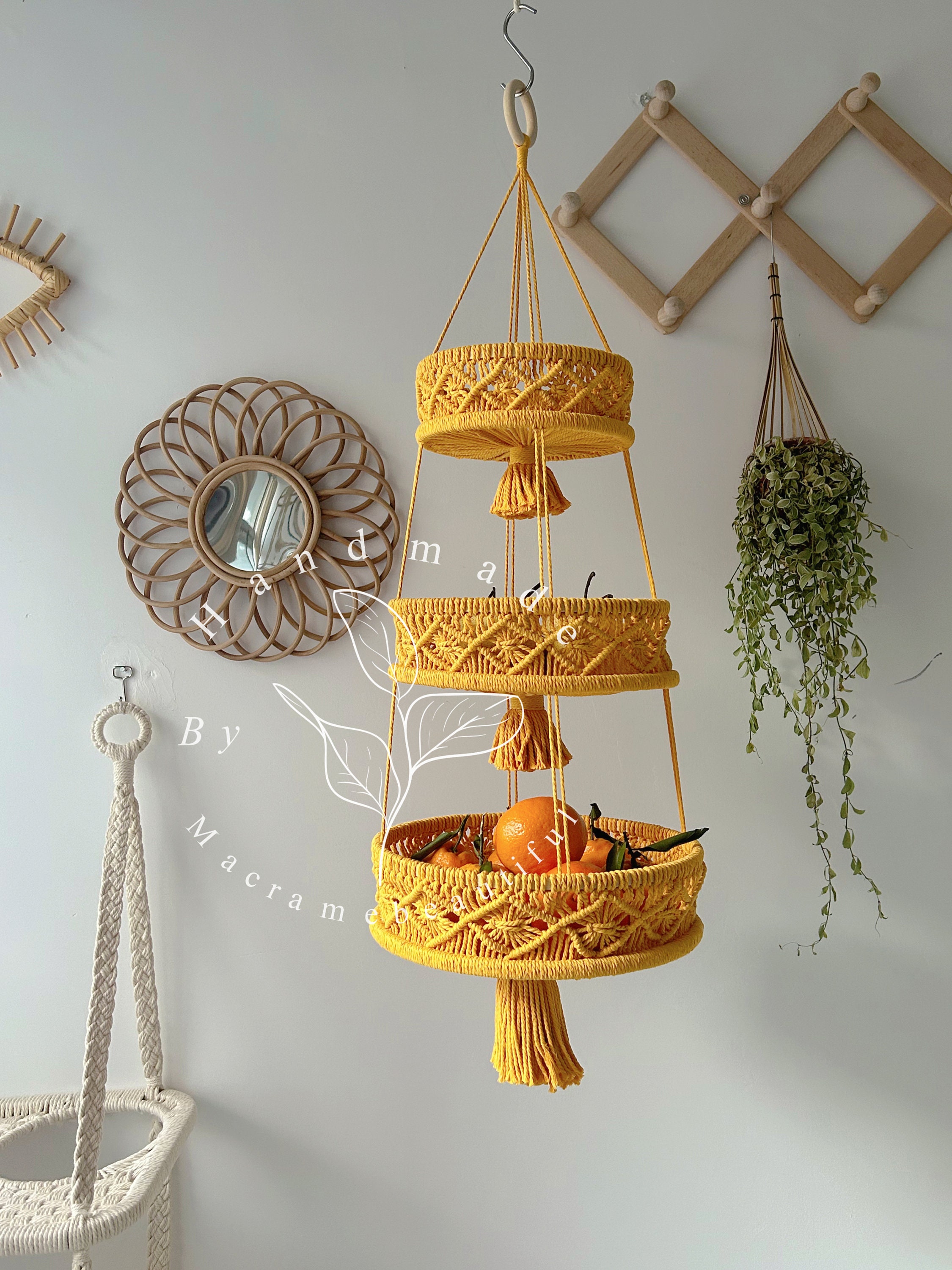 Hanging fruit basket for kitchen storage