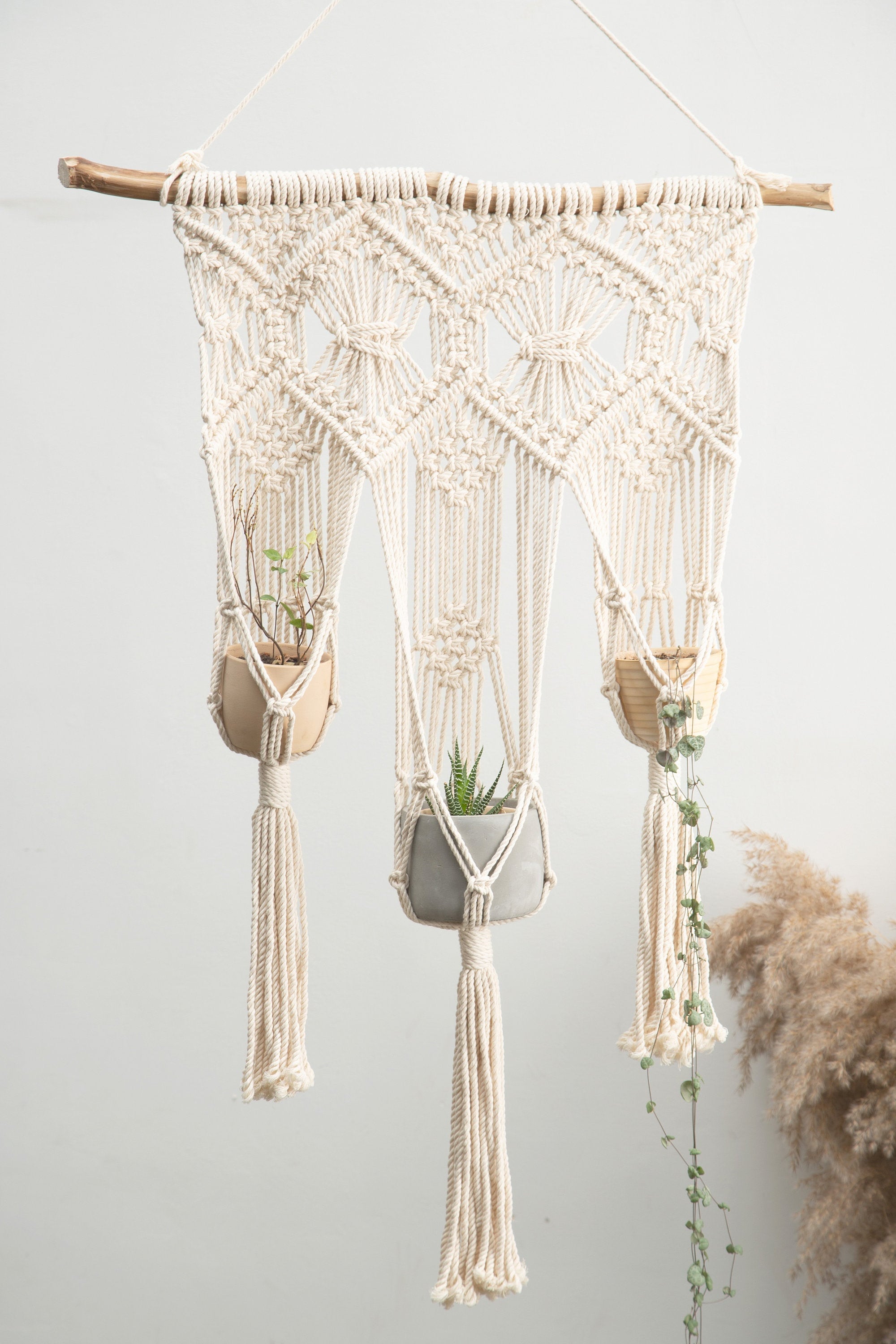 Macrame Wall Hanging Large Macrame Plant Hanger Triple Etsy