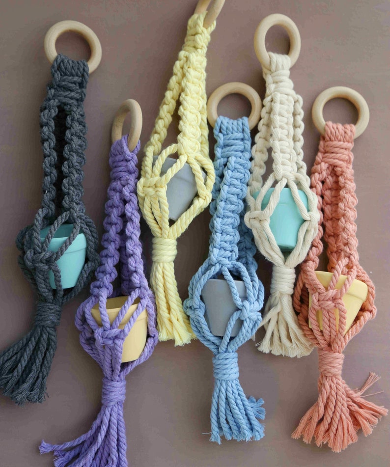 Mini macrame plant hanger small succulent holder cute Etsy