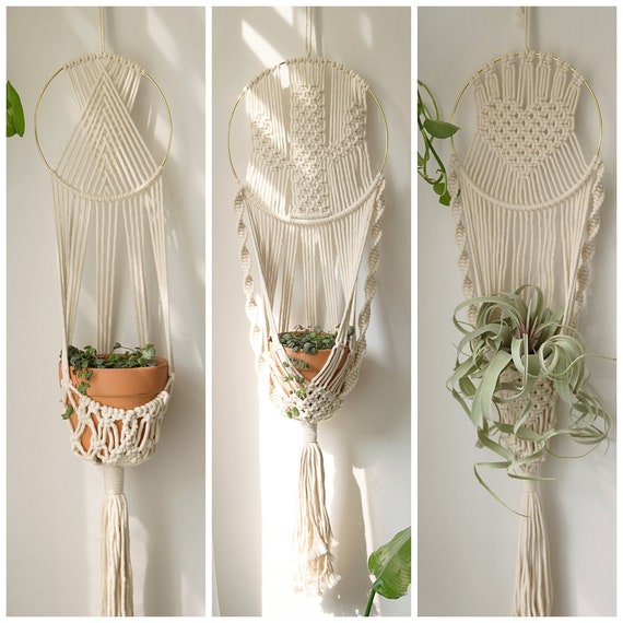 Bohemian Decor Air Plant Hanger Indoor Macrame Wall Holder