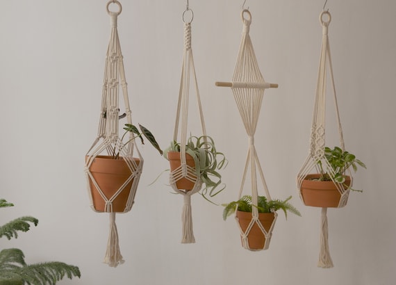 Macrame Plant Hanger Indoor Garden Decor Hanging Planter Plant Holder Pot  Hanger Plant Hanger No Tassel, Wall Planter, Plant Lover Gift - Etsy