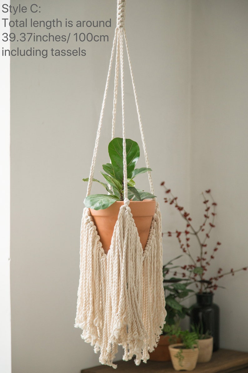 Large macrame plant hanger Long spiral pot holder Suspended Etsy