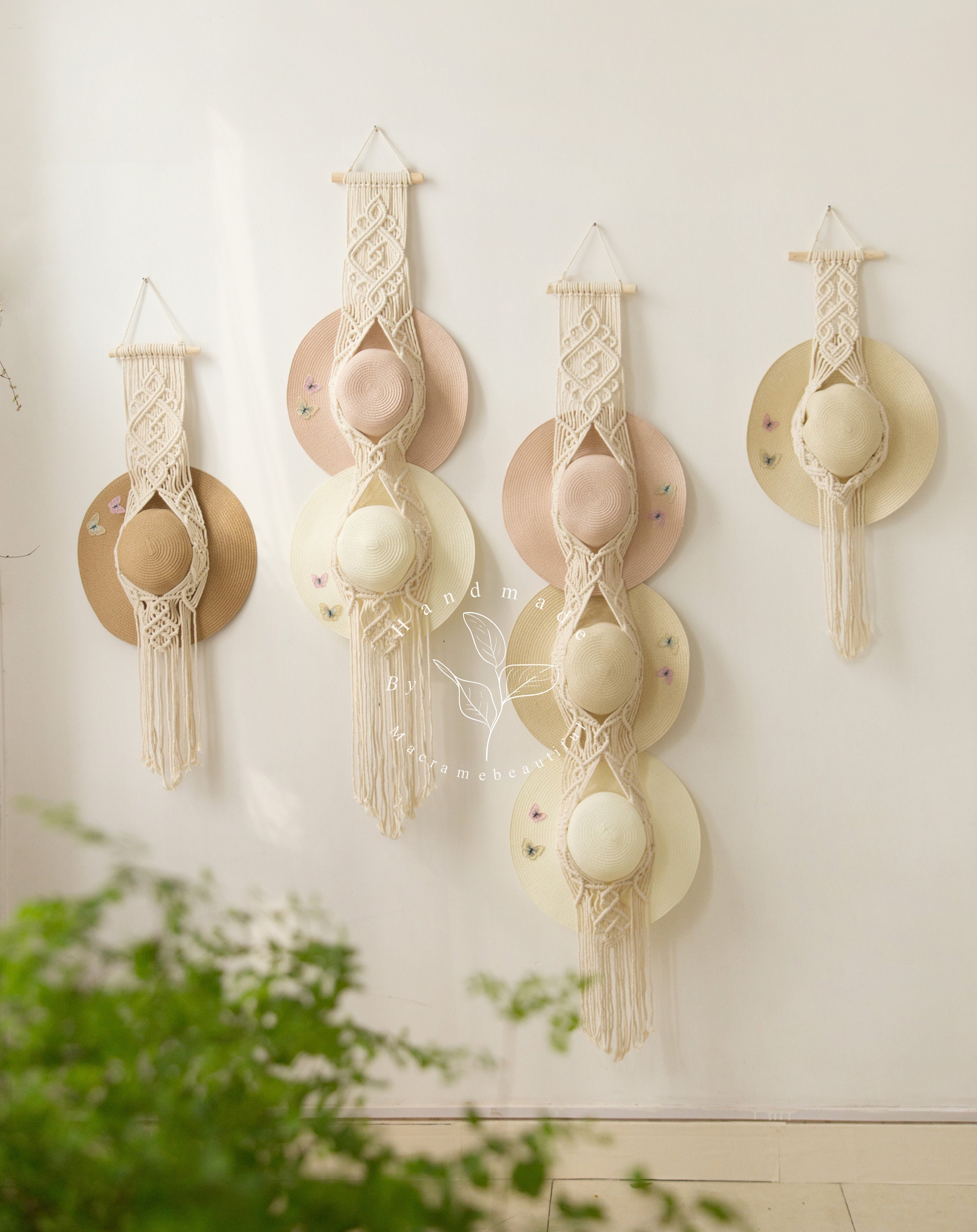 Macrame 2 Hat Holder Wall Hangng, Macramé Boho Hat Hanger, Boho Hat