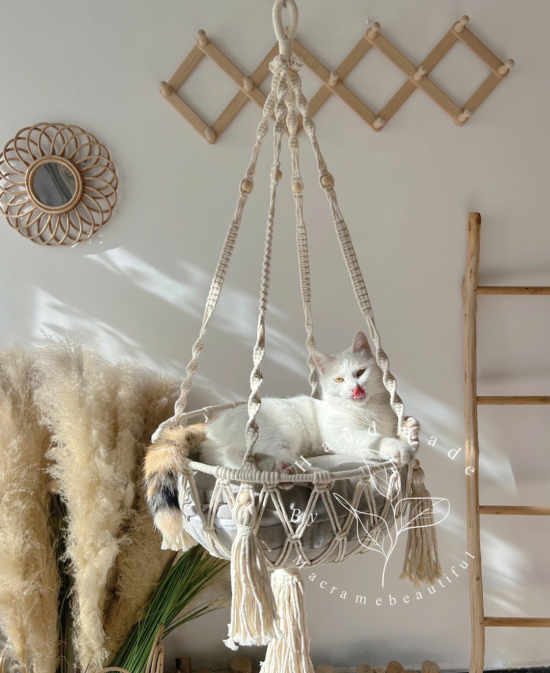 Cat Hammock Cat Tree Macrame Cat Hammock Boho Cat Bed Cat Swing Pet Wall  Furniture Cat Lover Gift Gifts for Cats