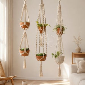 Macrame plant hanger Large hanging planter Indoor garden decor Double plant hanger Macrame planter Rope plant hanger, Plant lover gift image 14