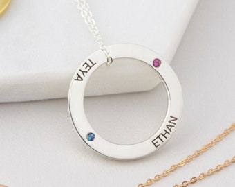 Grandma Birthstone Necklace, Grandma Custom Mother's Day Gift, Personalized Birthstone Necklace For Mom, Kids Name Necklace, Family Necklace