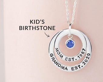 New Grandma Necklace with Kid Names, Grandma Birthday Gift from Daughter, Grandmother To Be Gift, First Time Grandma, Grandma EST 2025 Gift