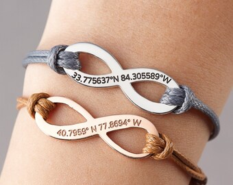 Coordinates Bracelet For Women, Latitude Longitude Jewelry, Personalized GPS Jewelry, Anniversary Gift, Wedding Gift, Daughter Bracelet