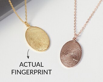 Engraved Fingerprint Jewelry, Mother's Day Gift, Actual Thumbprint Necklace, Bereavement Gift, Personalized Grief Jewelry, Memorial Gift