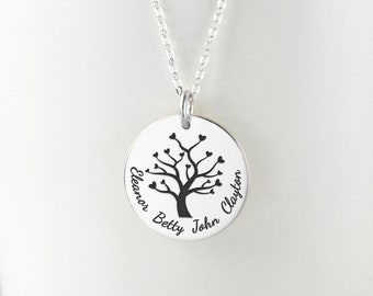 Personalized Family Tree Necklace For Nana, Grandma Custom Mother's Day Gift, Tree Of Life Jewelry, Grandkid Names Necklace, Family Necklace