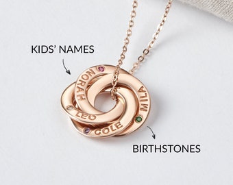 Grandma Necklace With Birthstones, Nana Necklace Personalized, Mother's Day Necklace With GrandKids Names, Grandchildren Birthstone Necklace