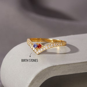 Mom and Children Birthstone Ring, Mom Birthstone Ring Gift, Custom Multiple Birthstones Ring for Mom, Mother&#39;s Ring with Kids Birthstones
