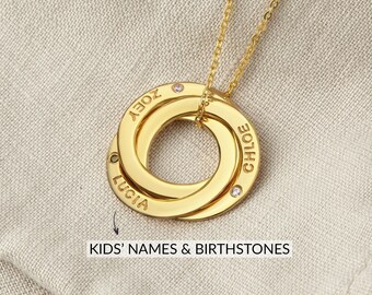 Kids Name Necklace Gift for Mother's Day, Grandma Necklace with Grandkids Names, Birthstone Necklace for Grandma, Nana Birthstone Necklace