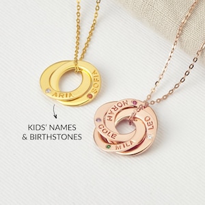 Collar con la piedra de nacimiento de la abuela, collar personalizado para la abuela, collar con los nombres y piedras de nacimiento de los nietos, regalo de joyería para el Día de la Madre para la abuela.