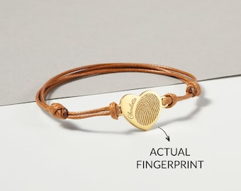 Gravur Fingerabdruck Armband für Frauen, Muttertagsgeschenk für Frau, personalisierte Gedenkschmuck, Benutzerdefinierte Andenken Geschenk, Lederarmband