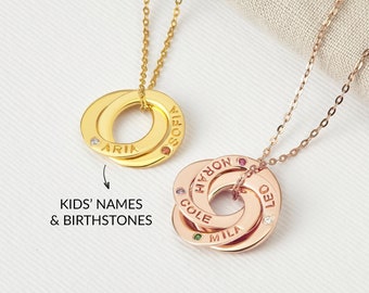 Custom Grandchildren Birthstone Necklace, Grandmother Mother's Day Gift, Grandmother Necklace Personalized, Kids Names Necklace for Nana