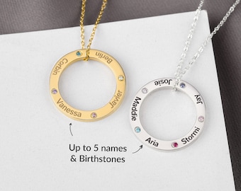 Personalized Gift For Mom, Mothers Day Jewelry Gift,  Family Name Necklace, Kids Birthstone Necklace, Grandma Birthstone Gift, Mother In Law