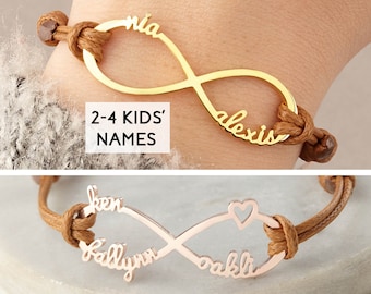 Personalisiertes Namensarmband, Muttertagsarmband, Mom Armband, Kindernamen Armband Leder, Benutzerdefinierte Mom Schmuck, personalisierte Geschenke für Mama