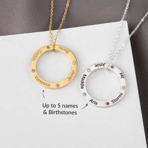 Personalized Mothers Day Gift For Mom, Mothers Necklace Gift, Family Name Mom Necklace, Kids Birthstone Necklace,Mom Birthstone Gift
