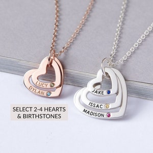 Kids Birthstone Necklace for Mom, Personalized Mothers Necklace with Kid Name, Mom Christmas Gift from Daughter, Mother In Law Jewelry Gift