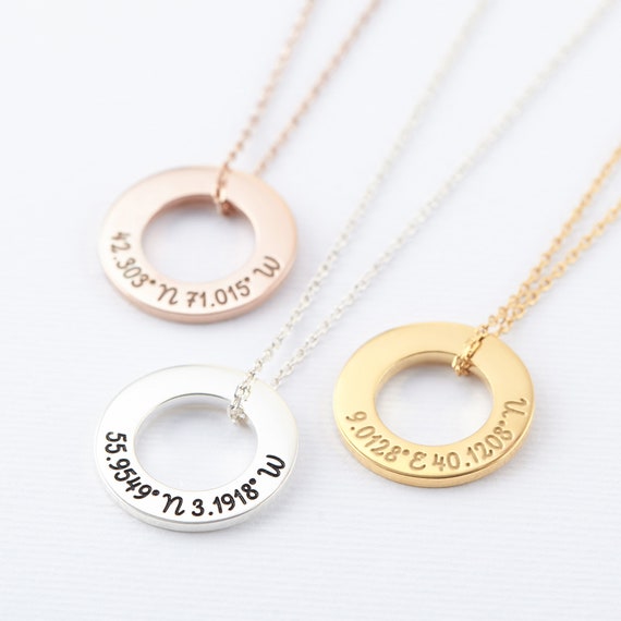 Halo Coordinates Necklace Christmas Gift Location Engraved