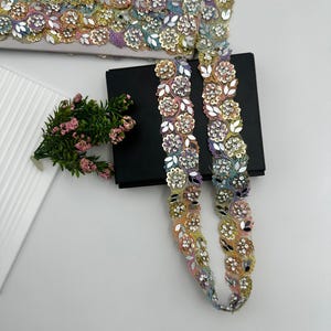 Handmade Zircon & Mirror Lace Trim: Golden Zari Embellishment