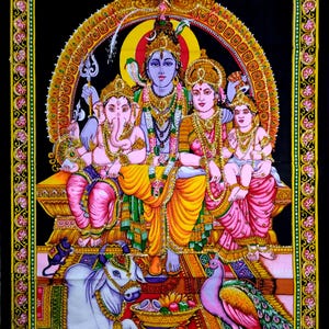 Póster de lentejuelas de Lord Shiva, tapiz religioso decorativo para el hogar, tapiz de pared de la familia Shiva, estilo bohemio