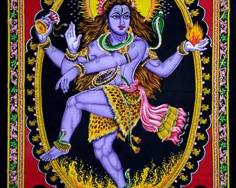 Lord Natraj Tapestry: Shiva Wall Art, Indian Home Decor (40x30 Inches)