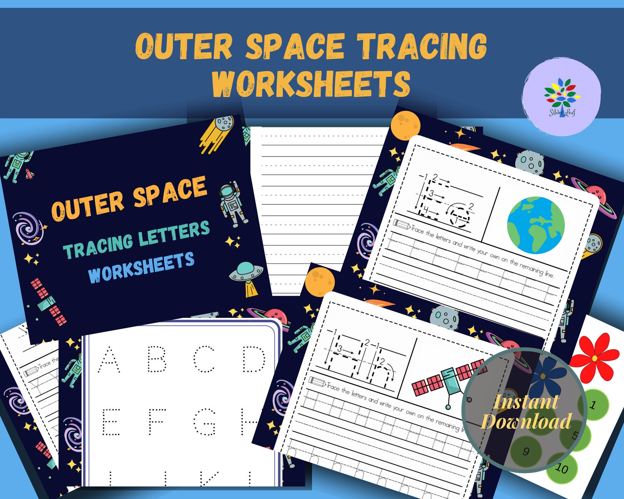Alphabet Tracing Outer Space Themed Worksheet Homeschool | Etsy