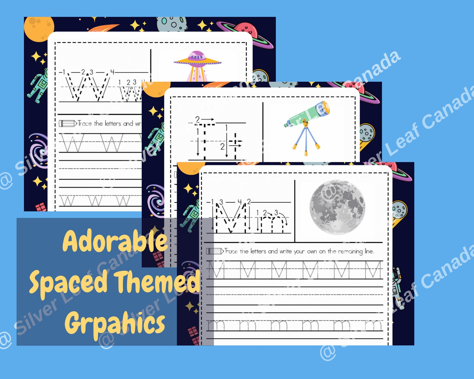 Alphabet Tracing Outer Space Themed Worksheet Homeschool | Etsy
