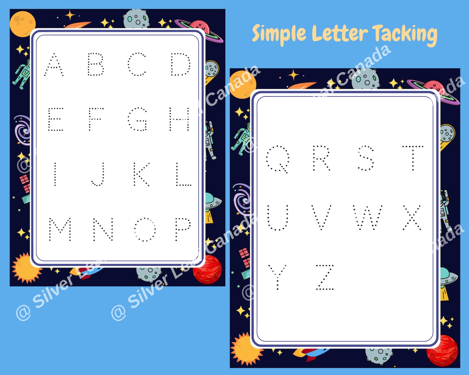 Alphabet Tracing Outer Space Themed Worksheet Homeschool Etsy