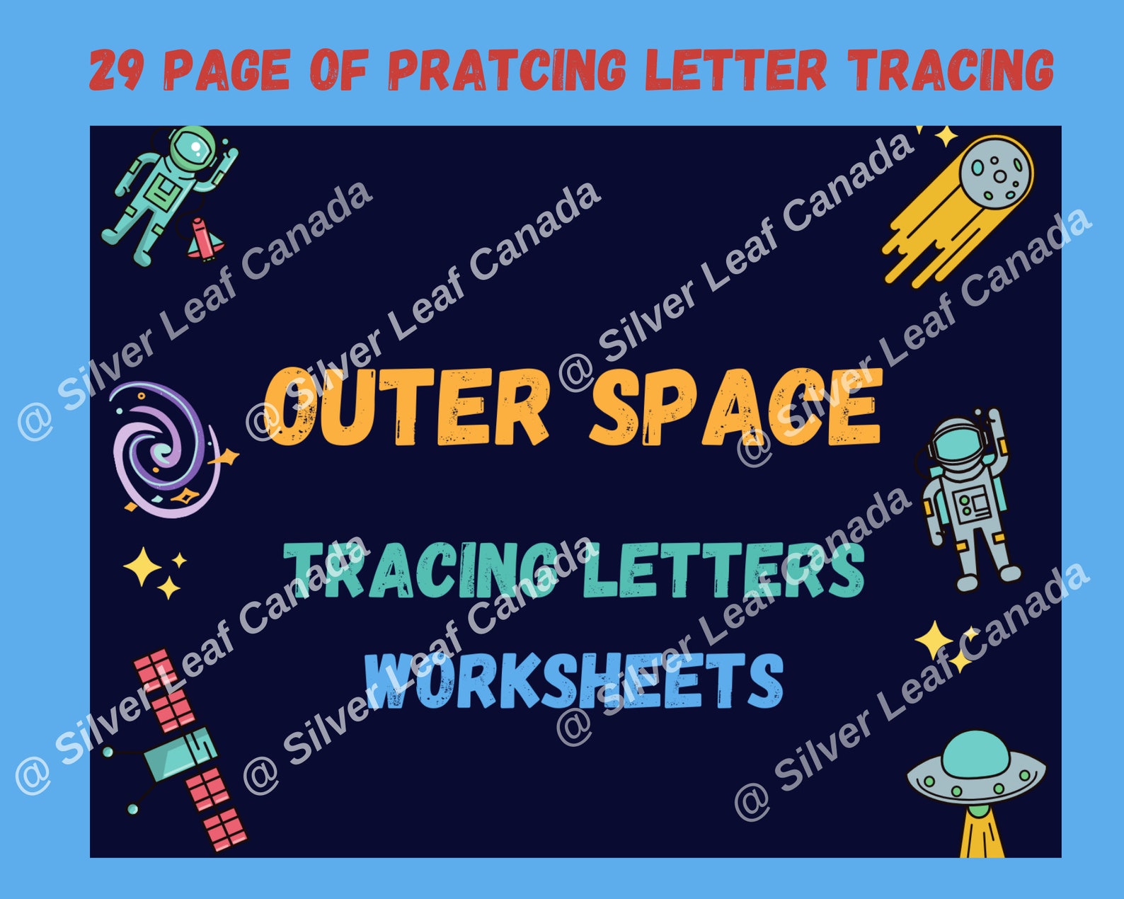 Alphabet Tracing Outer Space Themed Worksheet Homeschool | Etsy