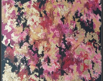 Abstract Acrylic Painting with gold leaf "Lebenslust"