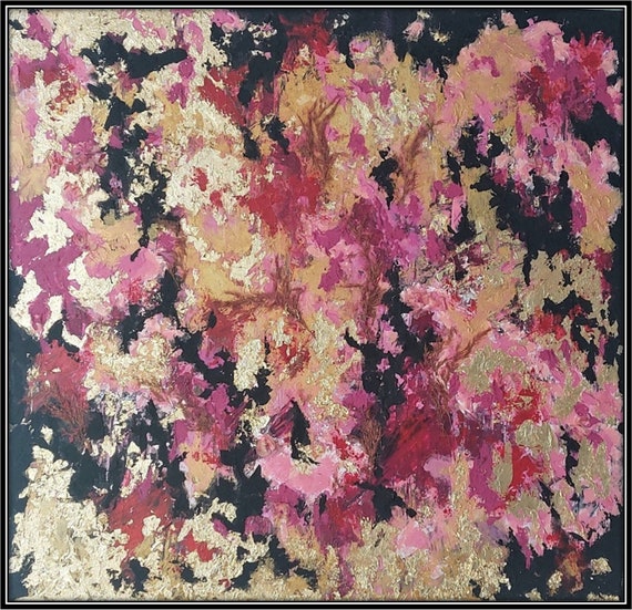 Abstract Acrylic Painting With Gold Leaf Etsy