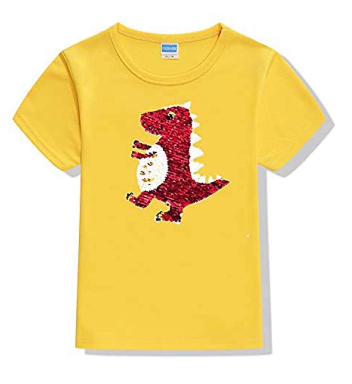 Dinosaur Sequins Patch Tee Shirt for Boys Yellow Age3-4 | Etsy