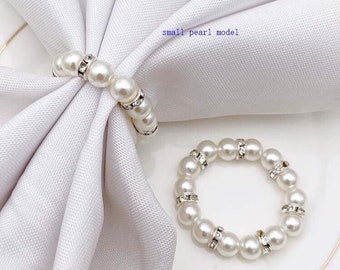Napkin Rings Set of 6/set of 12 Imitation Pearl Rhinestone Beaded Napkin Holder for Dinner Table Decoration Party,Wedding