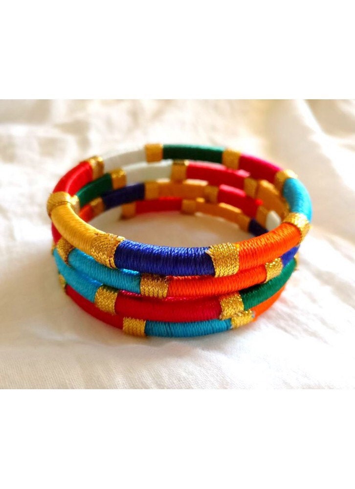 Silk thread multi colour bangles clearance