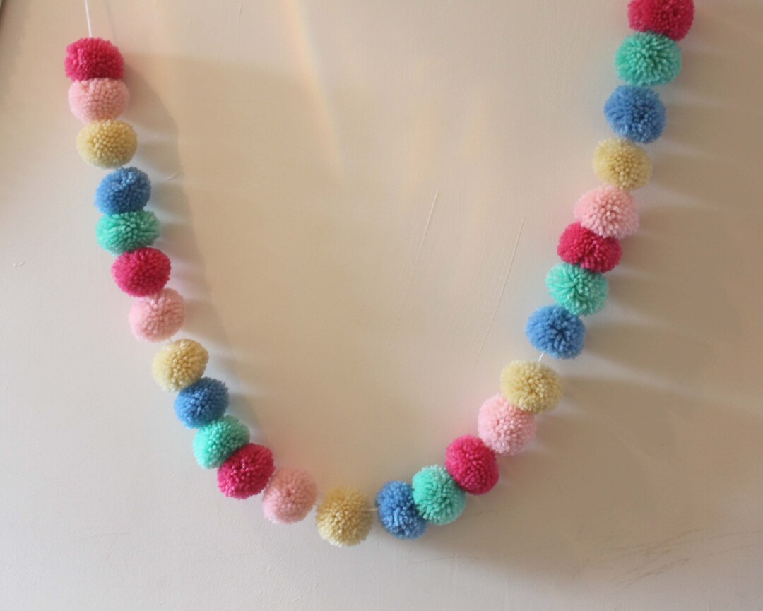 Pom Pom Garland Wool/yarn Ball Garland Kids Decor Etsy