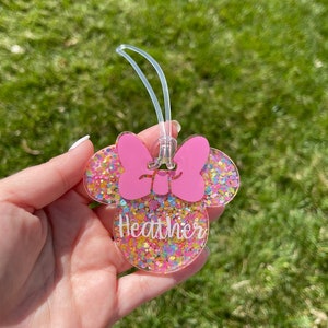 Neon Confetti Minnie Inspired Luggage tag | Disney luggage tag | personalized luggage tag | Disney world | Disneyland | Disney vacation