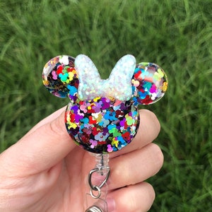 Mickey Confetti Badge Reel | Badge Holder | Badge clip | Disney badge  | Minnie Badge Reel | Disney World | Disneyland | Nurse | Teacher