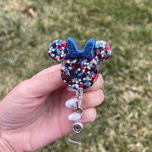 4th of July Minnie Badge Reel | Disney badge holder | badge clip | Disney world | Disneyland | nurse | teacher