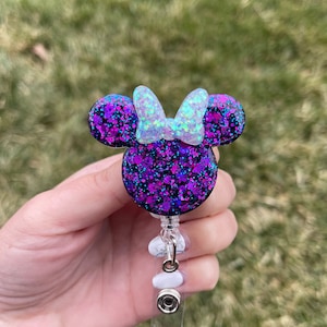 Minnie Inspired Badge Reel | Galaxy confetti | Disney badge holder | badge clip | nurse | teacher | Disney world | Disneyland
